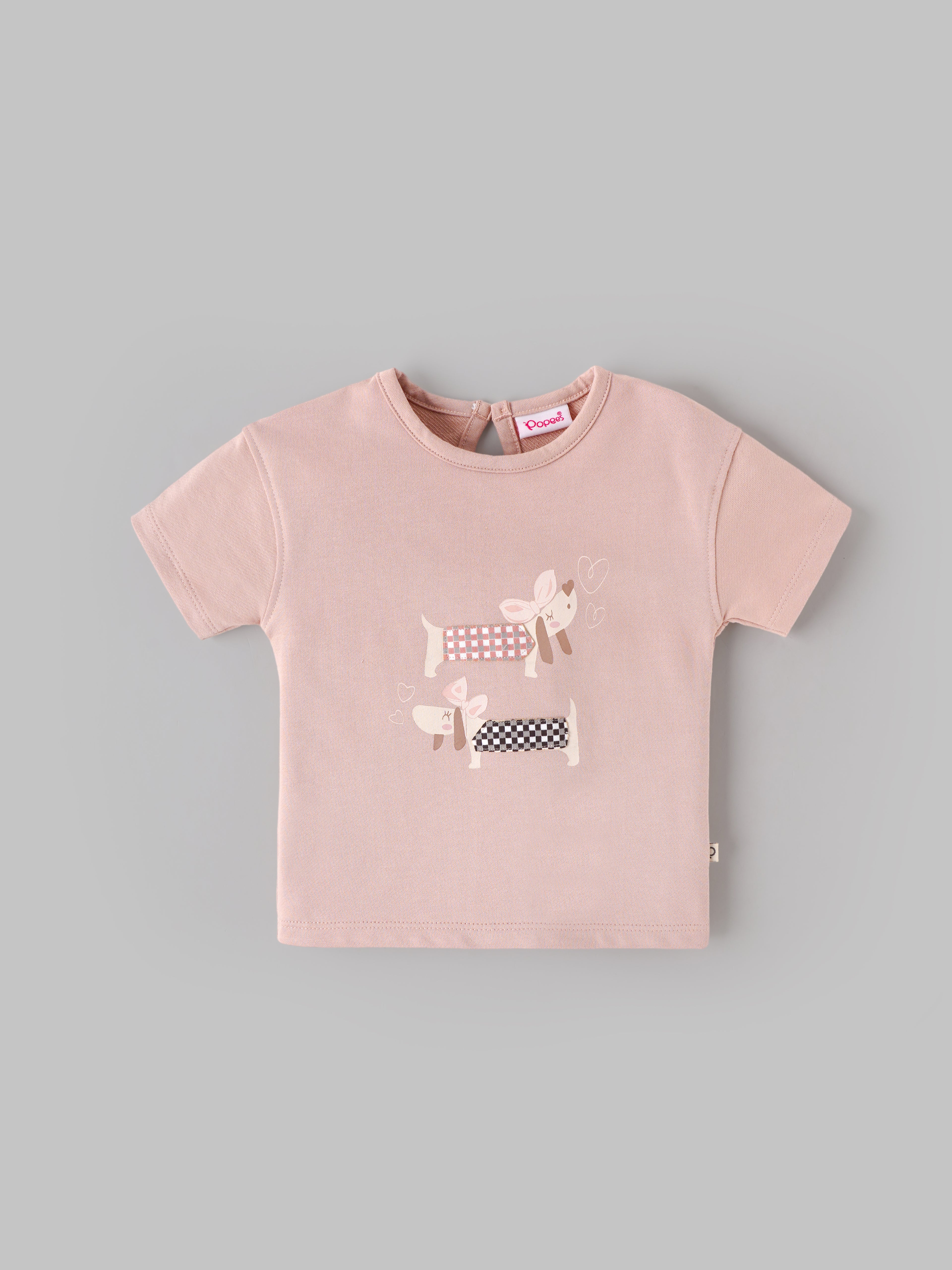Popees Baby Girls Half Sleeve Cotton Top| Rose Smoke | 3-24 Months