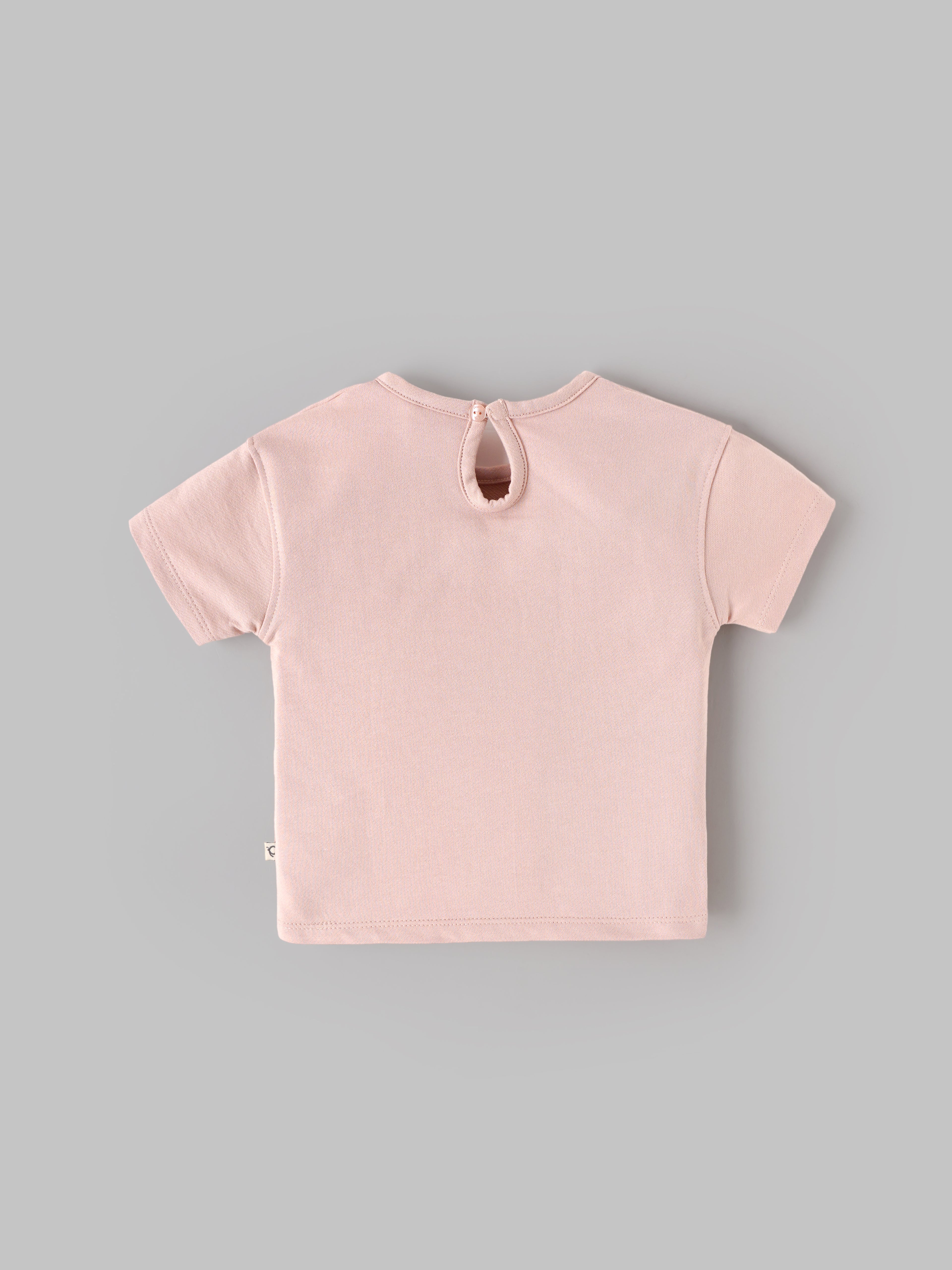 Popees Baby Girls Half Sleeve Cotton Top| Rose Smoke | 3-24 Months