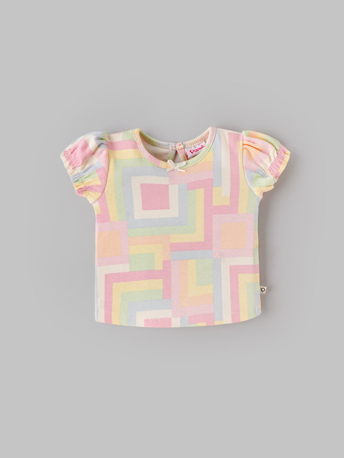 Popees Baby Girls Puff Sleeves Cotton Top| Multi-Color| 3-36 Months - 3-6 M