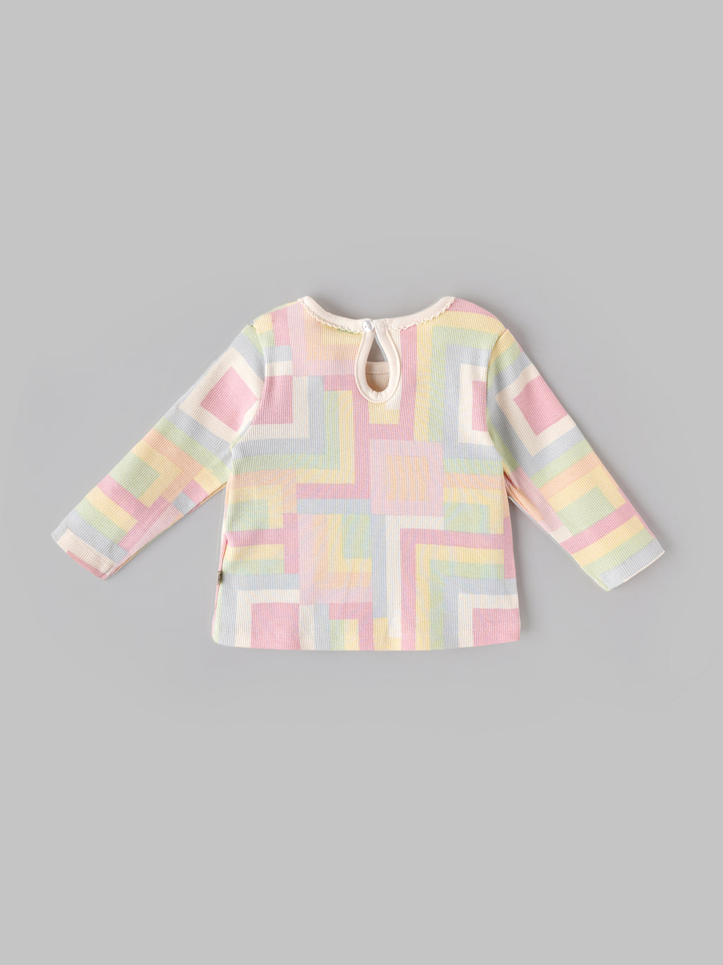 Popees Baby Cotton Girls Full Sleeve Top | Pastel Geometric Print | 3-24 Months