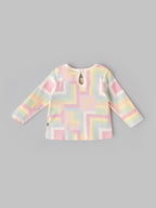 Popees Baby Cotton Girls Full Sleeve Top | Pastel Geometric Print | 3-24 Months