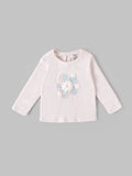 Popees Baby Girls Floral Long Sleeve Cotton Top with 3D Applique| 3M–24M
