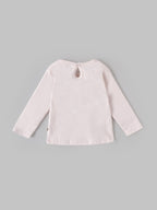 Popees Baby Girls Floral Long Sleeve Cotton Top with 3D Applique| 3M–24M