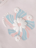 Popees Baby Girls Floral Long Sleeve Cotton Top with 3D Applique| 3M–24M