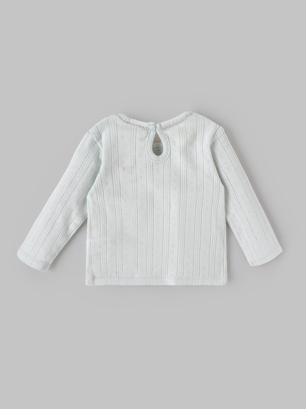 Popees Baby Girls Cotton Knit Top |Pointelle Full Sleeve with Back Button (3M–24M)