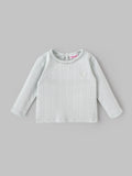Popees Baby Girls Cotton Knit Top |Pointelle Full Sleeve with Back Button (3M–24M)