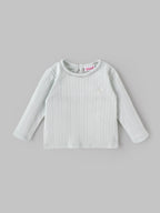 Popees Baby Girls Cotton Knit Top |Pointelle Full Sleeve with Back Button (3M–24M)