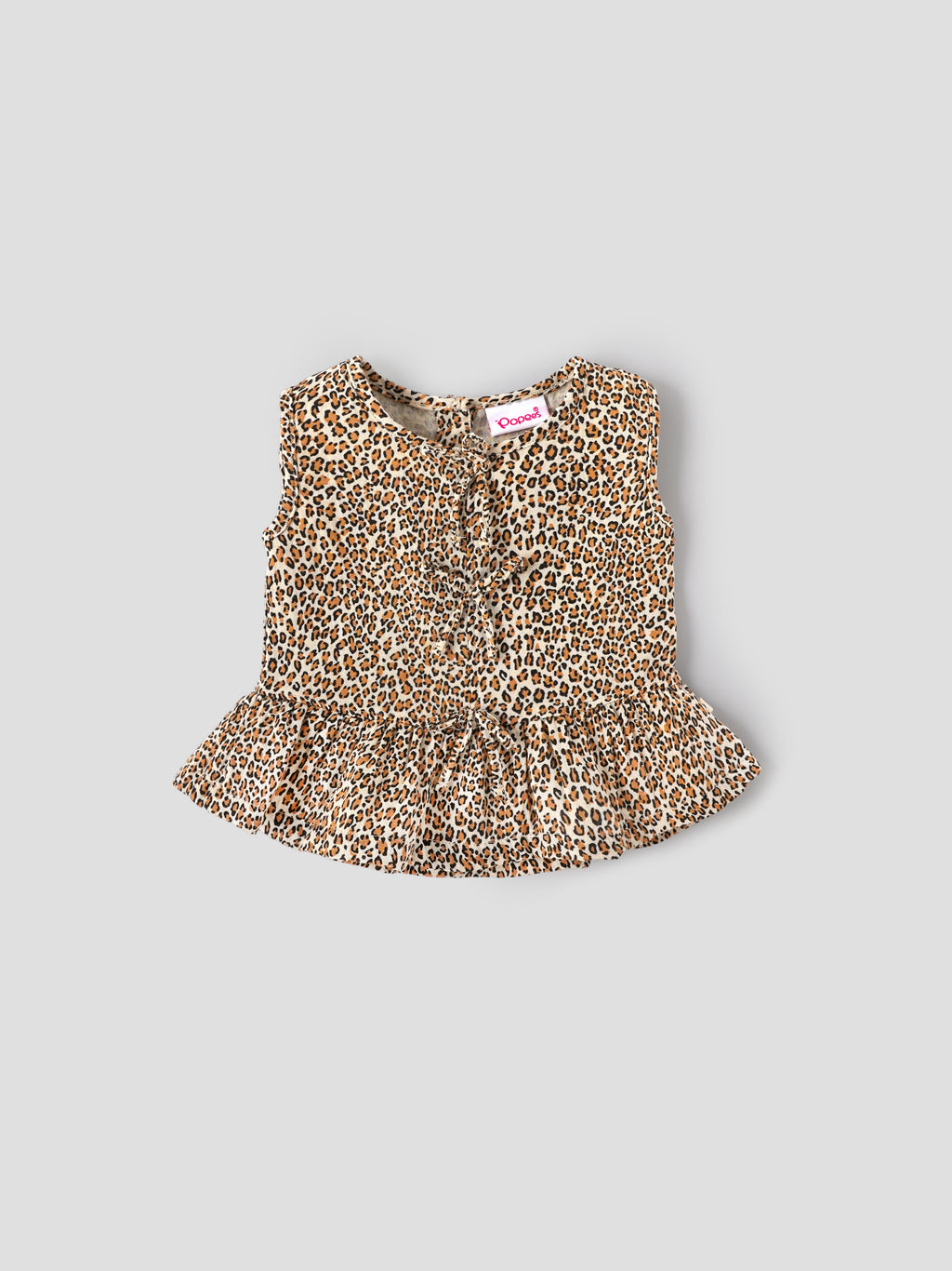 Popees Baby Girls Leopard Print Sleeveless Peplum Top| 3 Months–36 Months