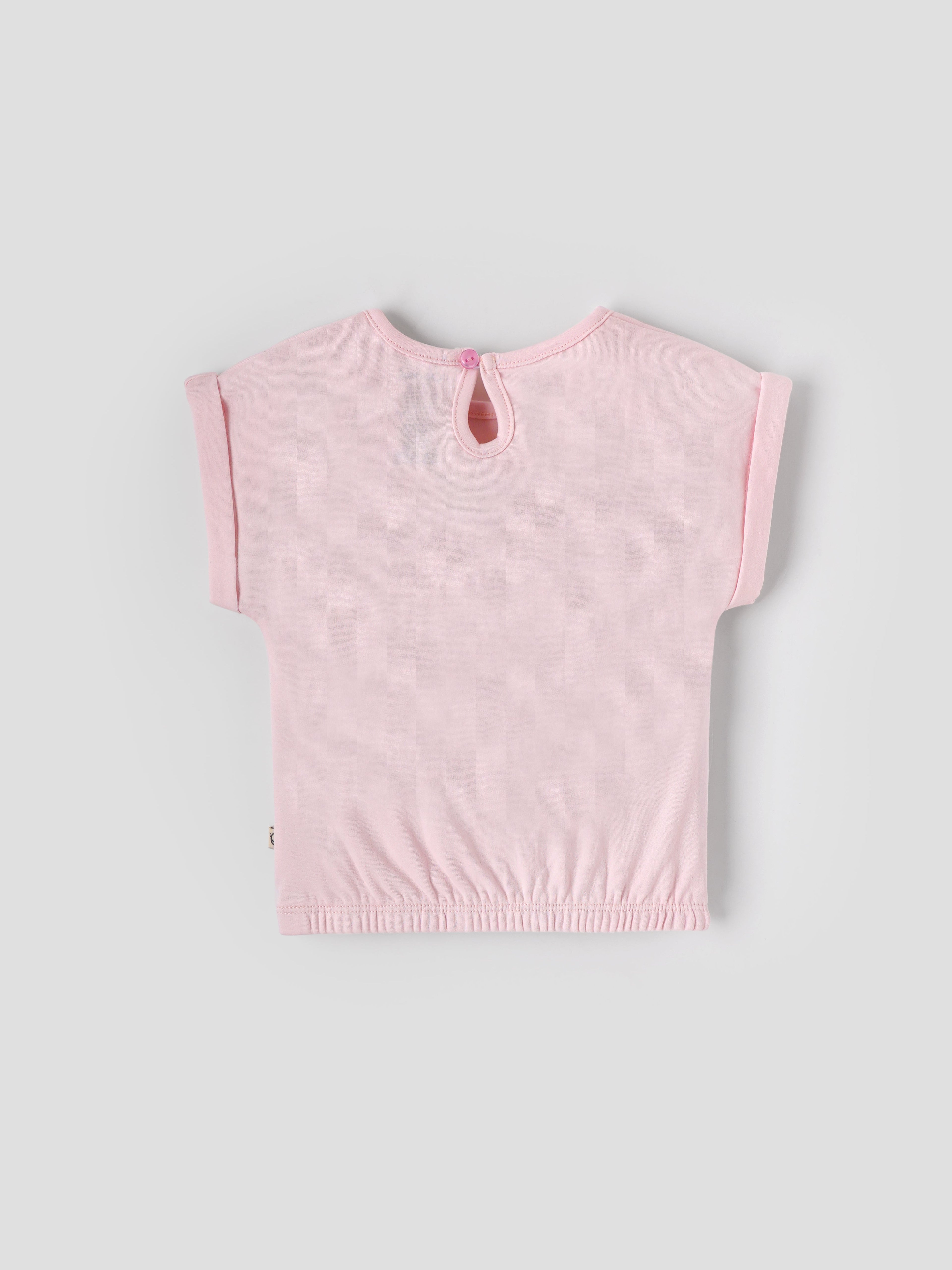 Popees Baby Girls Cap Sleeves Cotton Top| Pink| 3-24 Months