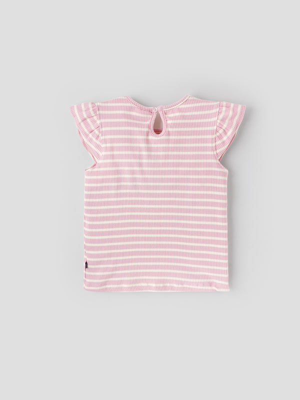 Popees Summer Ready Short Sleeve Striped Rib Knit Top (3–36 Months)for Baby Girls