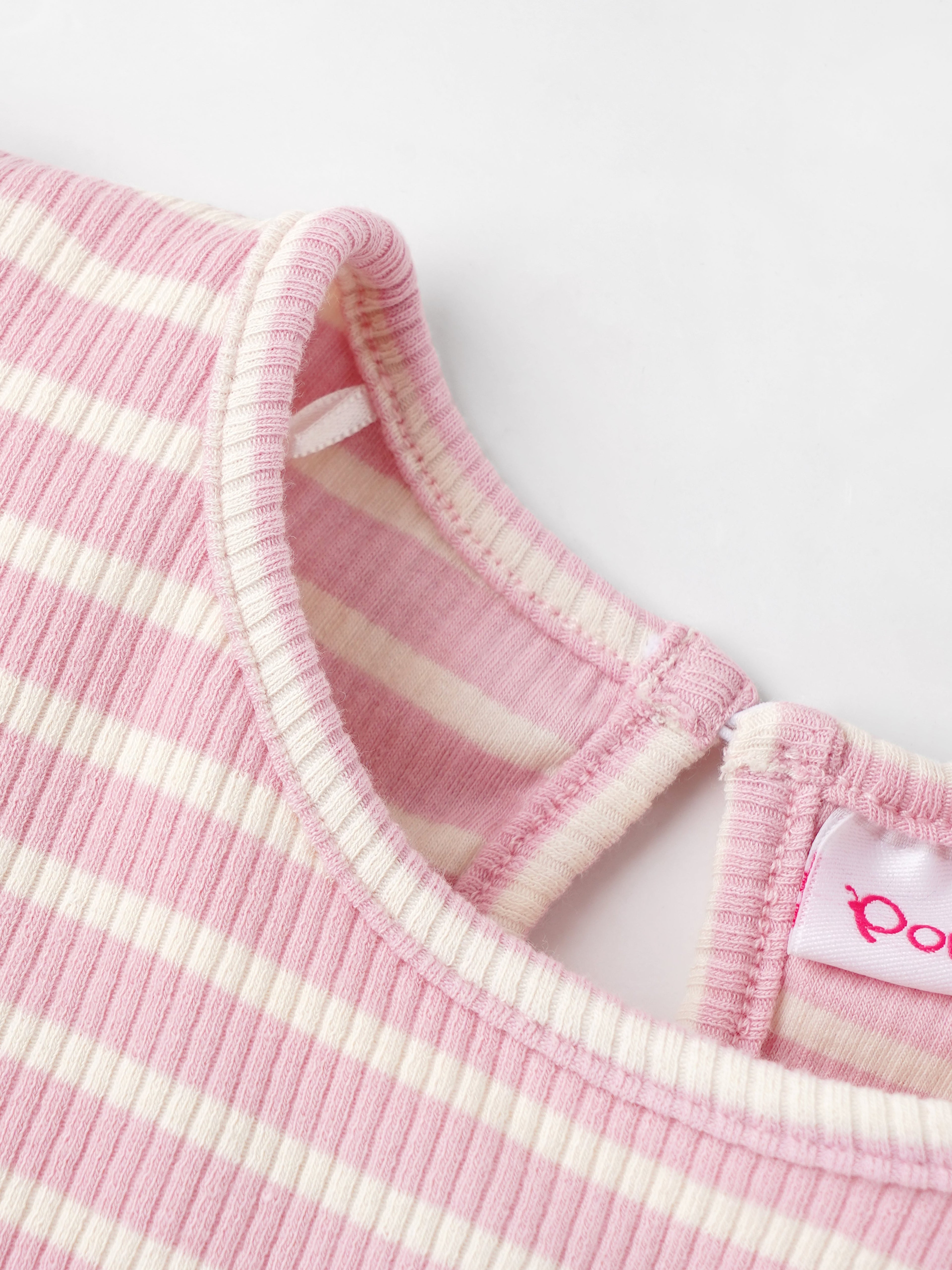 Popees Summer Ready Short Sleeve Striped Rib Knit Top (3–36 Months)for Baby Girls