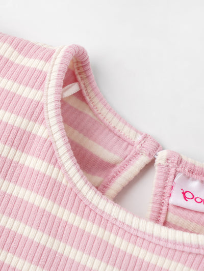 Popees Summer Ready Short Sleeve Striped Rib Knit Top (3–36 Months)for Baby Girls
