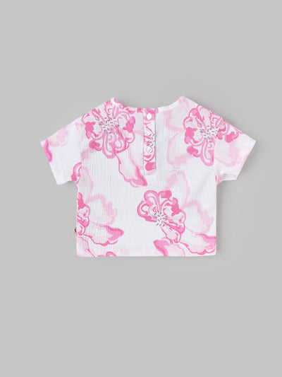 Popees Summer Ready Ruffle Sleeve Top with Abstract Print Top(3-36 Months)for Baby Girls