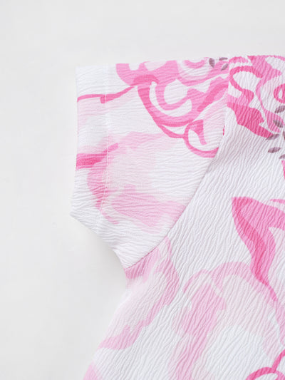 Popees Summer Ready Ruffle Sleeve Top with Abstract Print Top(3-36 Months)for Baby Girls