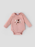 Popees Baby Boys Cotton Full Sleeve Bodysuit| Peach| Tiny Baby, Newborn To 6 Months