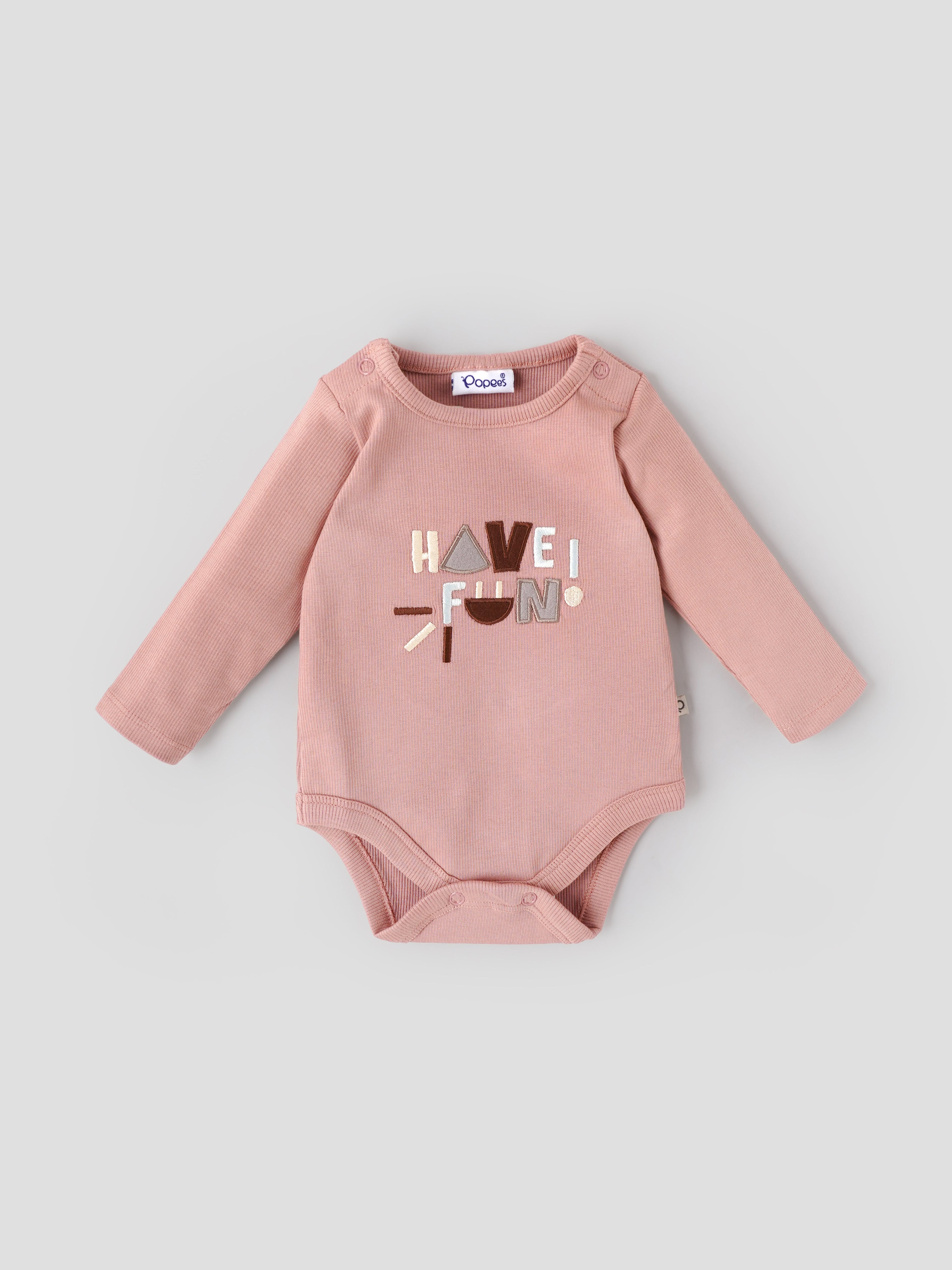 Popees Baby Boys Cotton Full Sleeve Bodysuit| Peach| Tiny Baby, Newborn To 6 Months