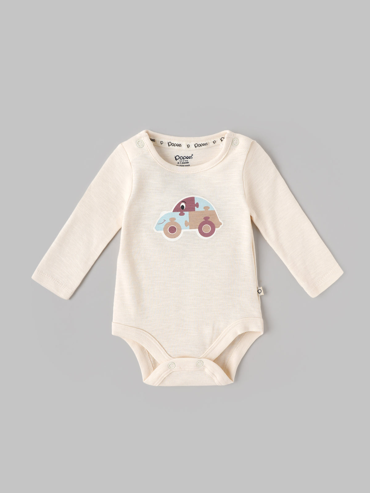 Popees Soft & Comfortable Full Sleeve Baby Boys Bodysuit |Cute Car Printt | Tiny Baby–6 Months