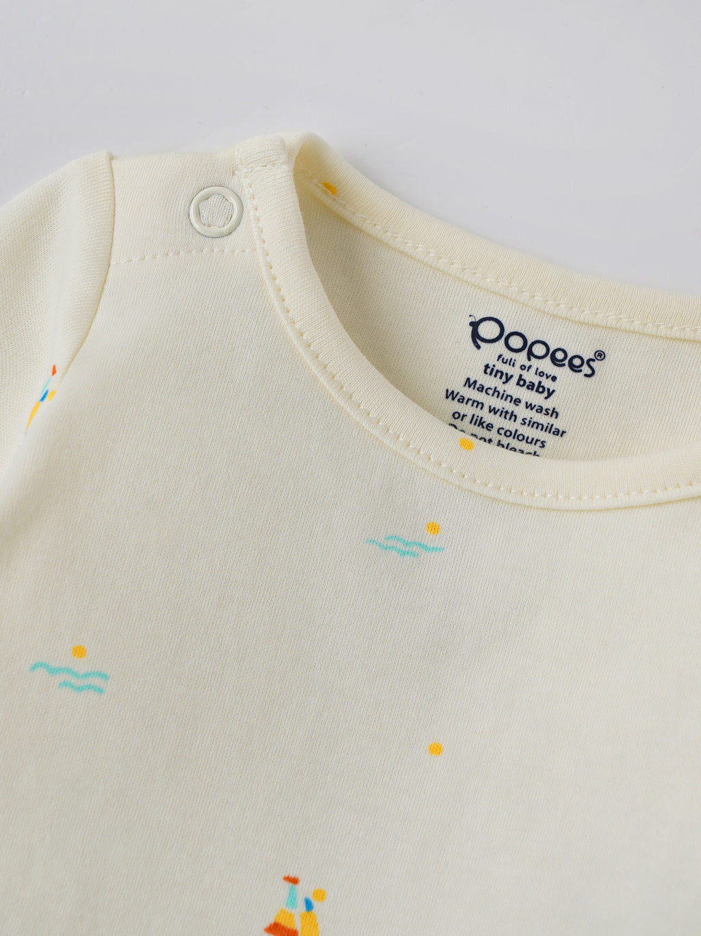 Popees Baby Boys Full Sleeve Cotton Bodysuit| Off-White| 3-36 Months