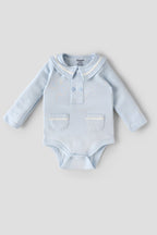 Popees Newborn Baby Boys Cotton Bodysuit with Sailor Collar |Full Sleeve Romper| NewBorn–6 Months