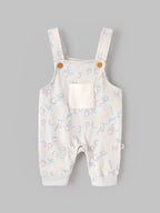 Popees Baby Boys Printed Dungaree Set with Full Sleeve T-Shirt | Soft Cotton 2-Piece Outfit | Alphabet Print Romper Set | 0–9 Months