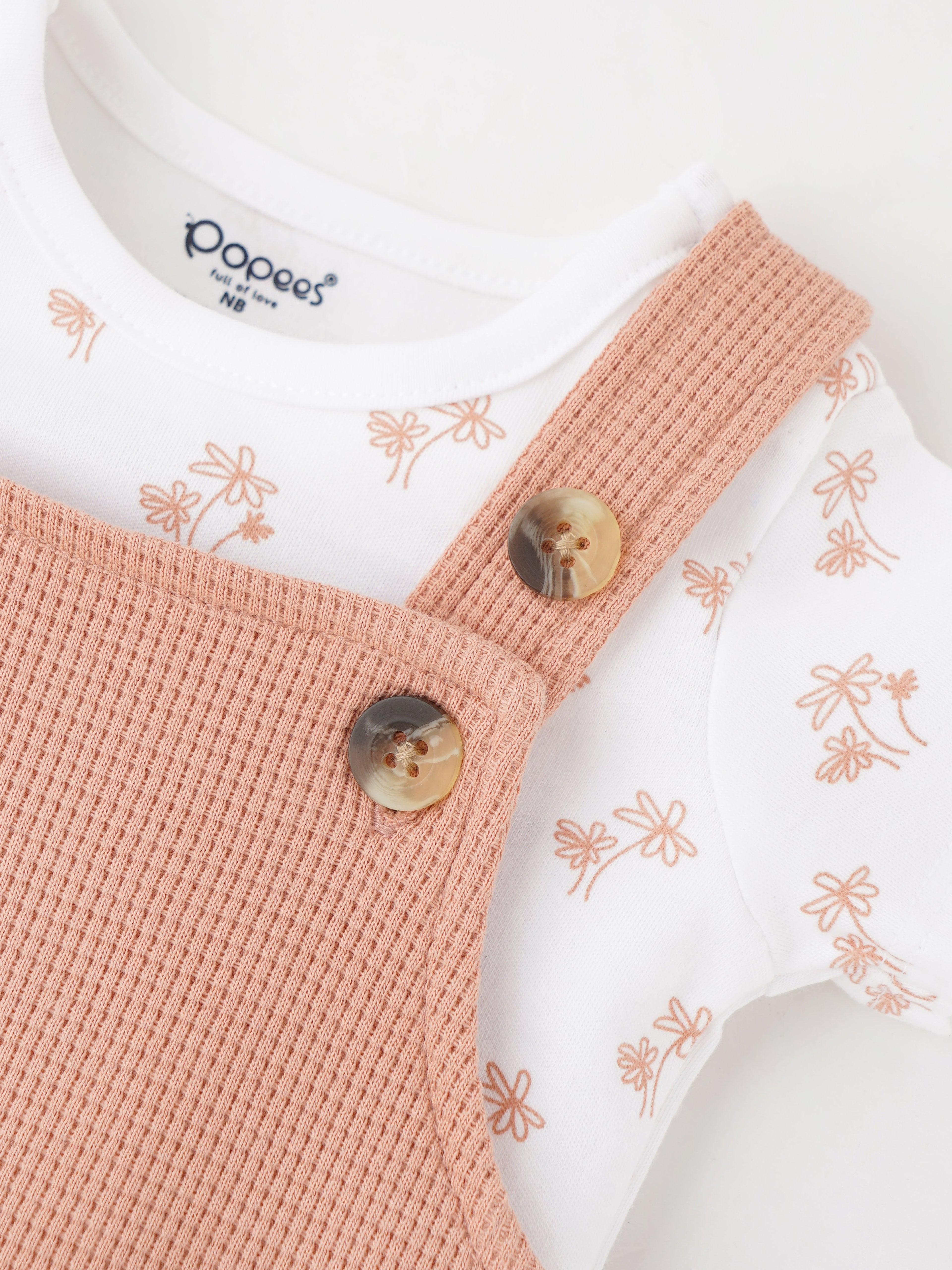 Popees Comfy & Trendy (0-6 Months) Dungaree Set for Newborn Girls