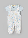Popees Baby Boys Printed Cotton Dungaree Set with Half Sleeve T-Shirt |  0–9 Months