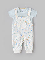 Popees Baby Boys Printed Cotton Dungaree Set with Half Sleeve T-Shirt |  0–9 Months