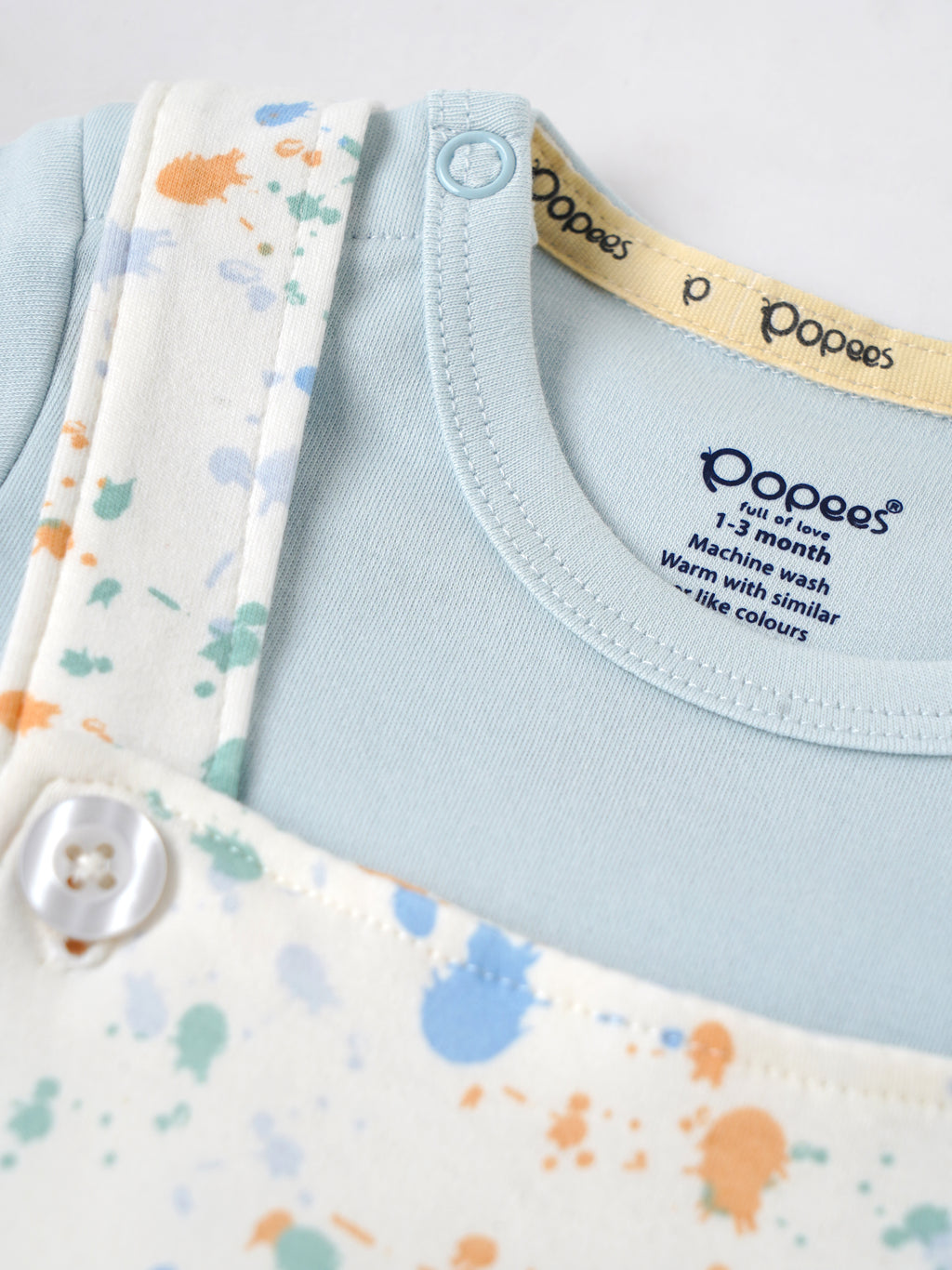 Popees Baby Boys Printed Cotton Dungaree Set with Half Sleeve T-Shirt |  0–9 Months