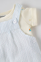 Popees Baby Boys Cotton Dungaree Romper Set with T-Shirt| Newborn–9M, Summer Outfit