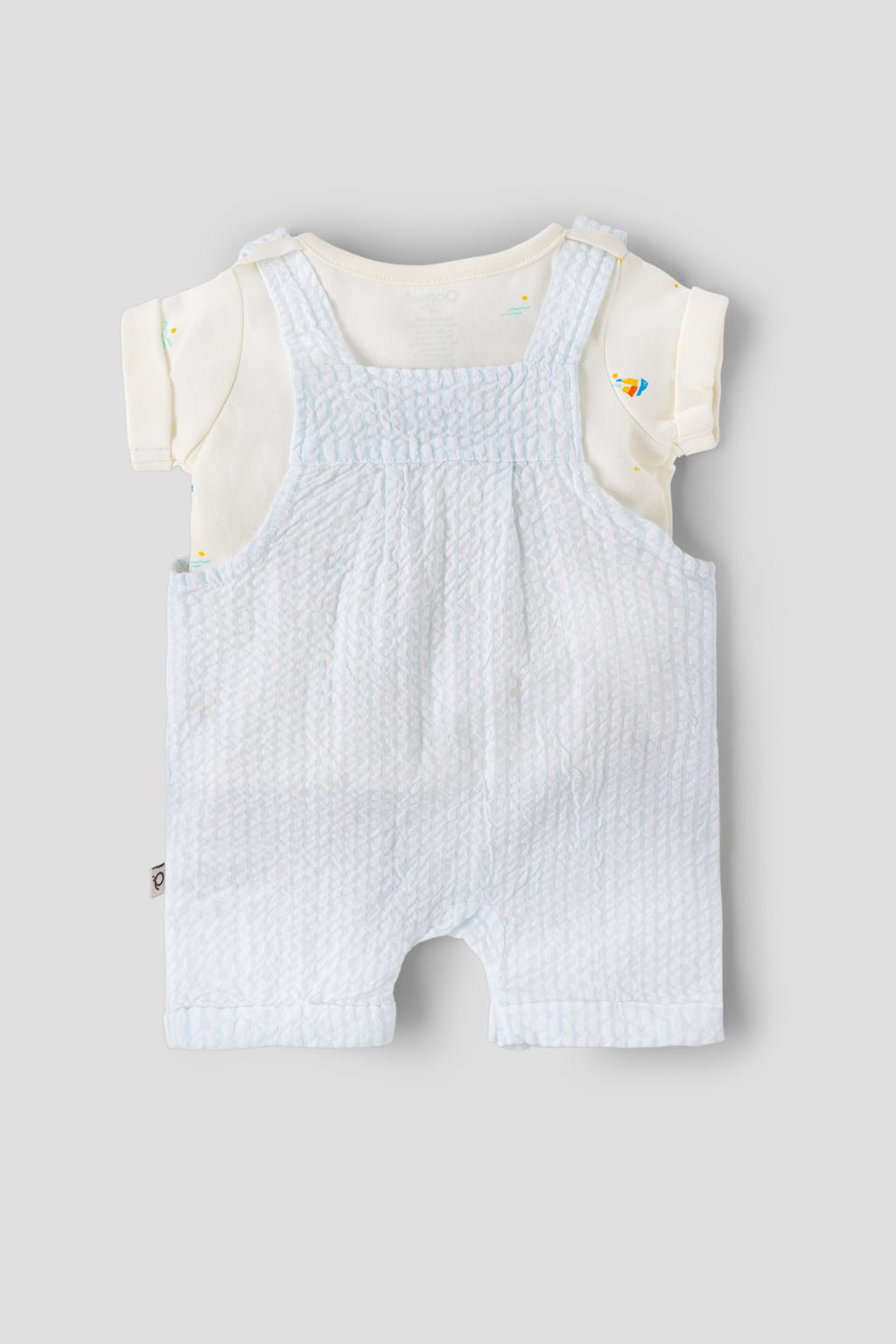 Popees Baby Boys Cotton Dungaree Romper Set with T-Shirt| Newborn–9M, Summer Outfit