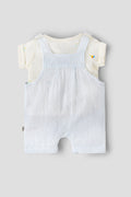 Popees Baby Boys Cotton Dungaree Romper Set with T-Shirt| Newborn–9M, Summer Outfit