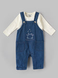Popees Baby Boys Cotton T-Shirt & Denim Dungaree Set | Blue | Newborn to 9 Months