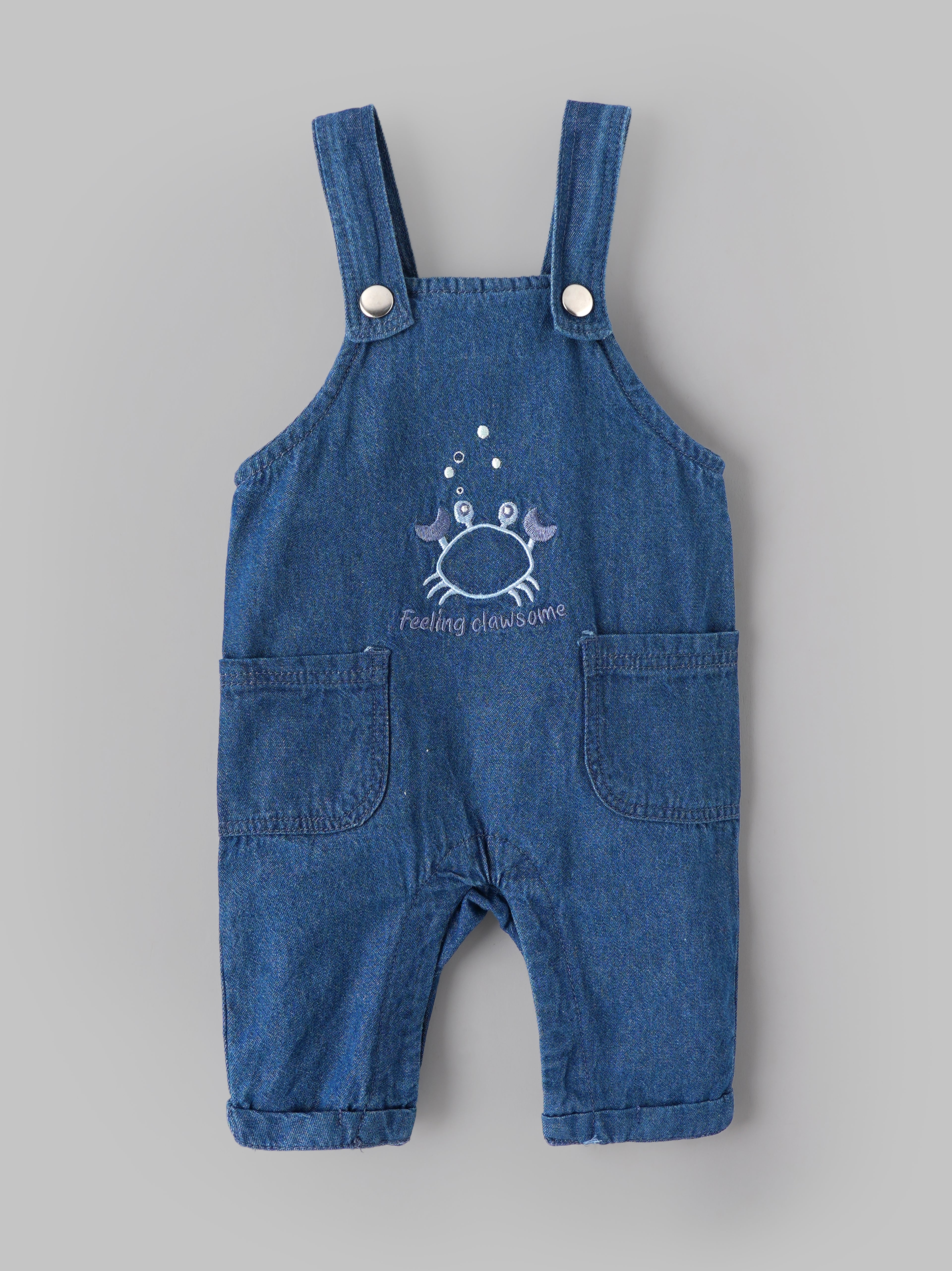 Popees Baby Boys Cotton T-Shirt & Denim Dungaree Set | Blue | Newborn to 9 Months