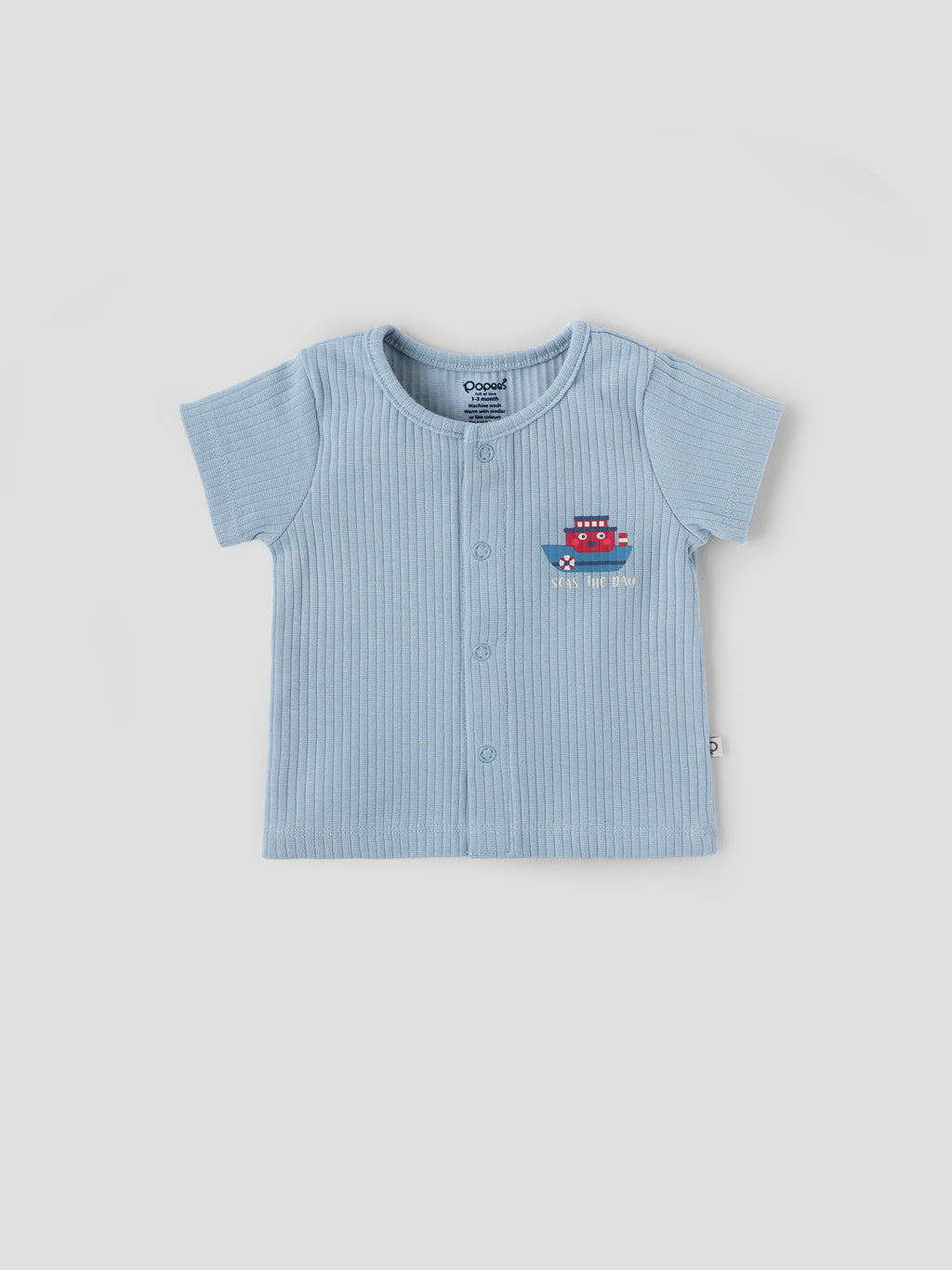Popees Baby Boys Cotton T Shirt| Light Blue| Tiny Baby, Newborn -9 Months