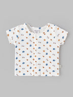 Popees Baby Boys Printed Bamboo Cotton Jabla | Soft Half Sleeve Front Open Baby Top for Newborns & Infants
