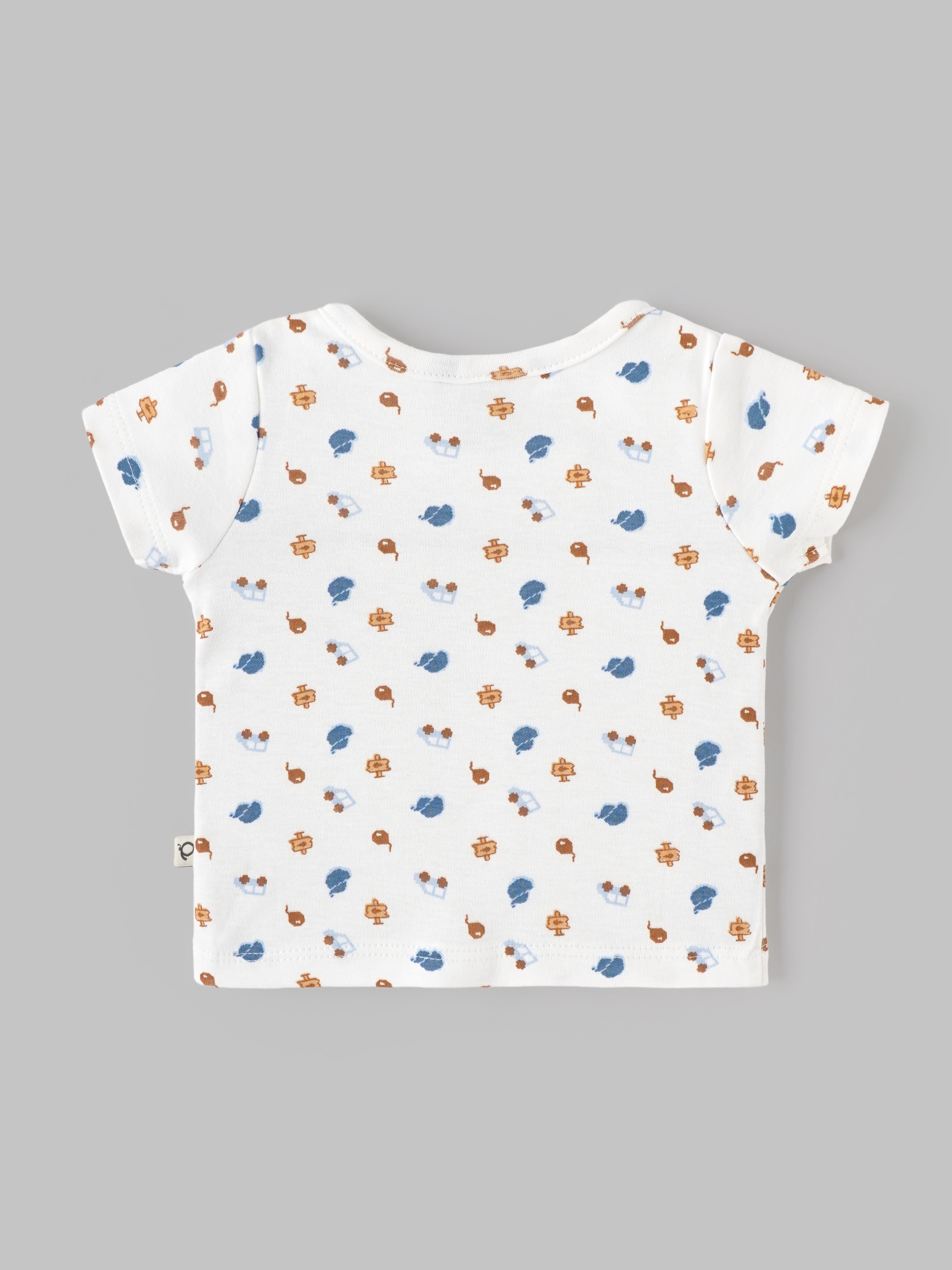 Popees Baby Boys Printed Bamboo Cotton Jabla | Soft Half Sleeve Front Open Baby Top for Newborns & Infants