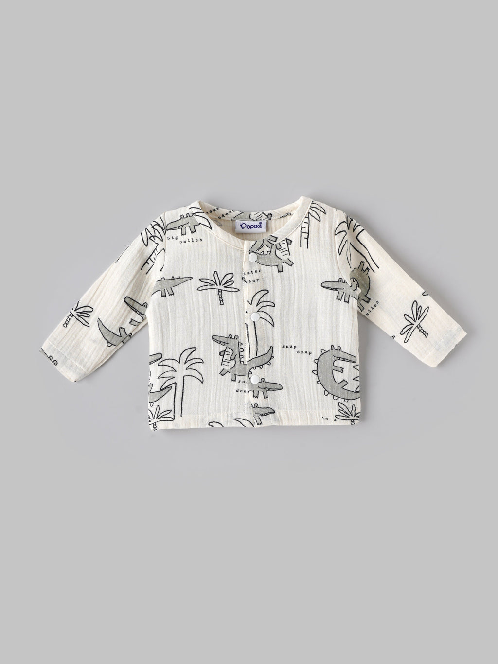 Popees Baby Boys Full Sleeve Muslin Cotton Jhabla| Off-White| 0-12 Months