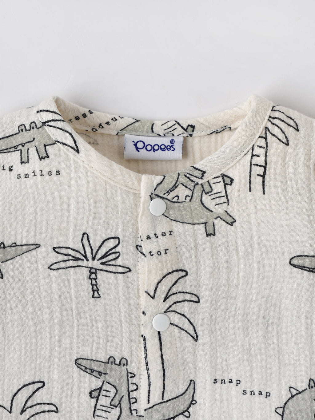 Popees Baby Boys Full Sleeve Muslin Cotton Jhabla| Off-White| 0-12 Months