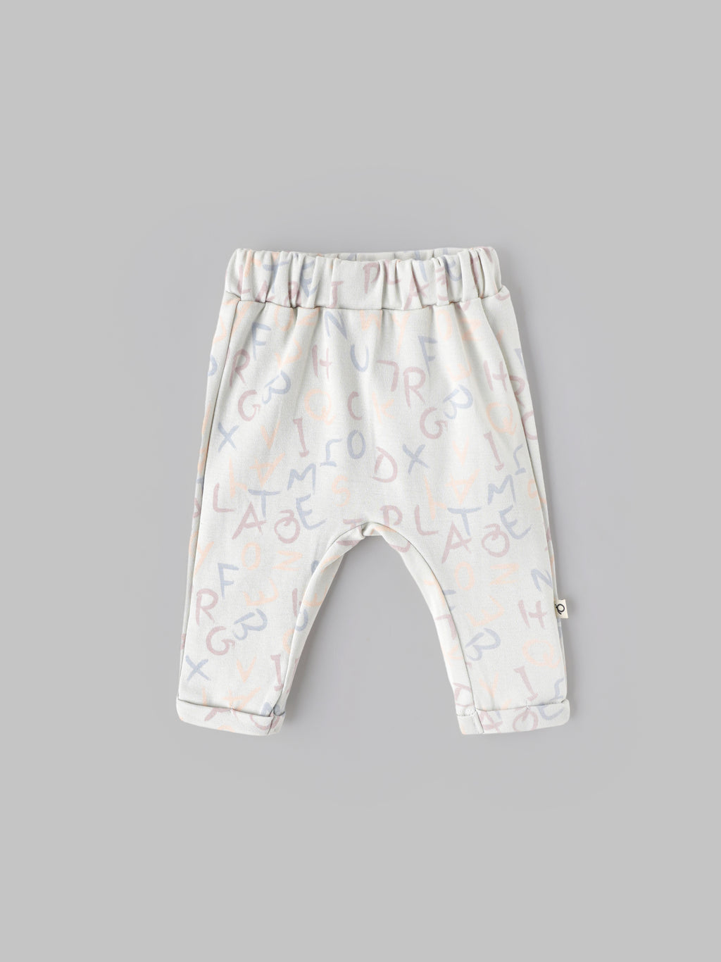 Popees Baby Boys Printed Cotton Pants | White with Pastel Alphabet Print Casual Bottom Wear | NB-9 Months