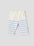 Popees Baby Boys Striped Cotton Blend Full-Length Pants with Elastic Waistband| Newborn to 9 Months