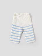 Popees Baby Boys Striped Cotton Blend Full-Length Pants with Elastic Waistband| Newborn to 9 Months