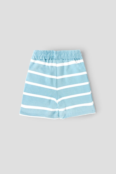 Popees Baby Boys Blue & White Striped Cotton Shorts with Elastic Waist |Soft Breathable Summer Wear (Newborn to 9 Months)