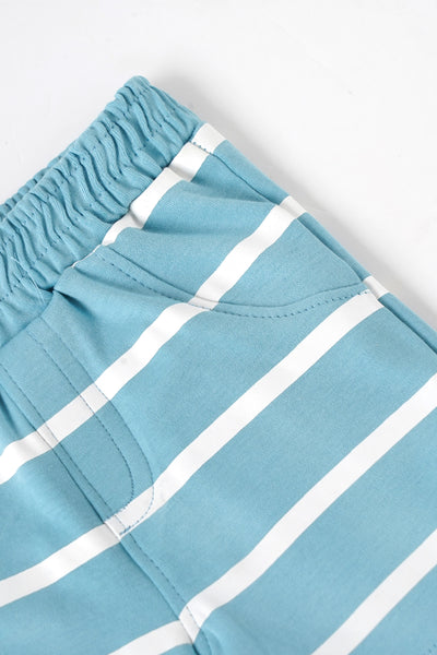 Popees Baby Boys Blue & White Striped Cotton Shorts with Elastic Waist |Soft Breathable Summer Wear (Newborn to 9 Months)