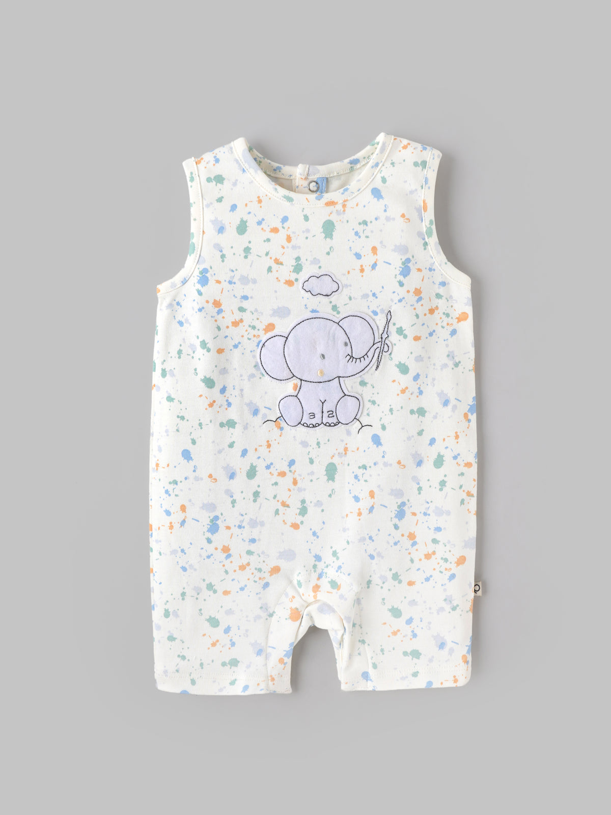Popees Baby Boys Soft & Comfortable Elephant Print Romper | NB-9 Months