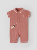 Popees Baby Boys Half Sleeve Romper |Geometric Embroidered |NB–9 Months