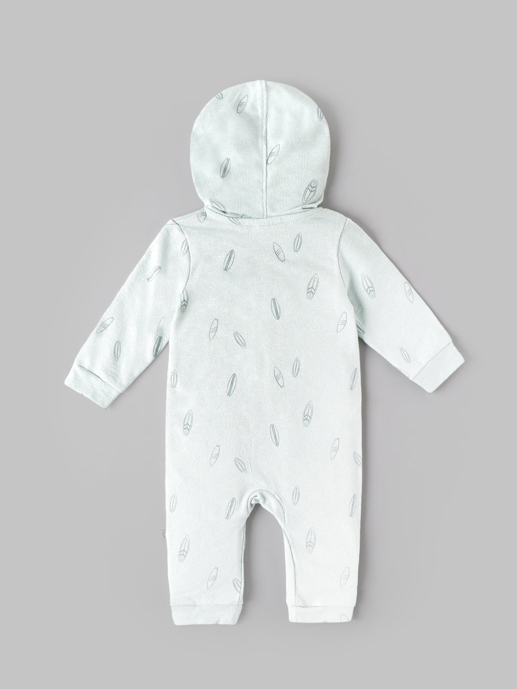 Popees Baby Boys Soft & Comfortable Printed Hooded Romper | Full Sleeve Leaf Print Romper with Front Snap Buttons | 0–9 Months