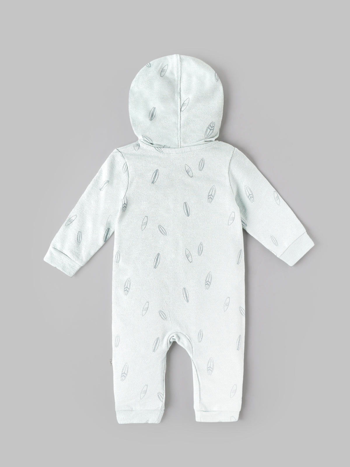 Popees Baby Boys Soft & Comfortable Printed Hooded Romper | Full Sleeve Leaf Print Romper with Front Snap Buttons | 0–9 Months