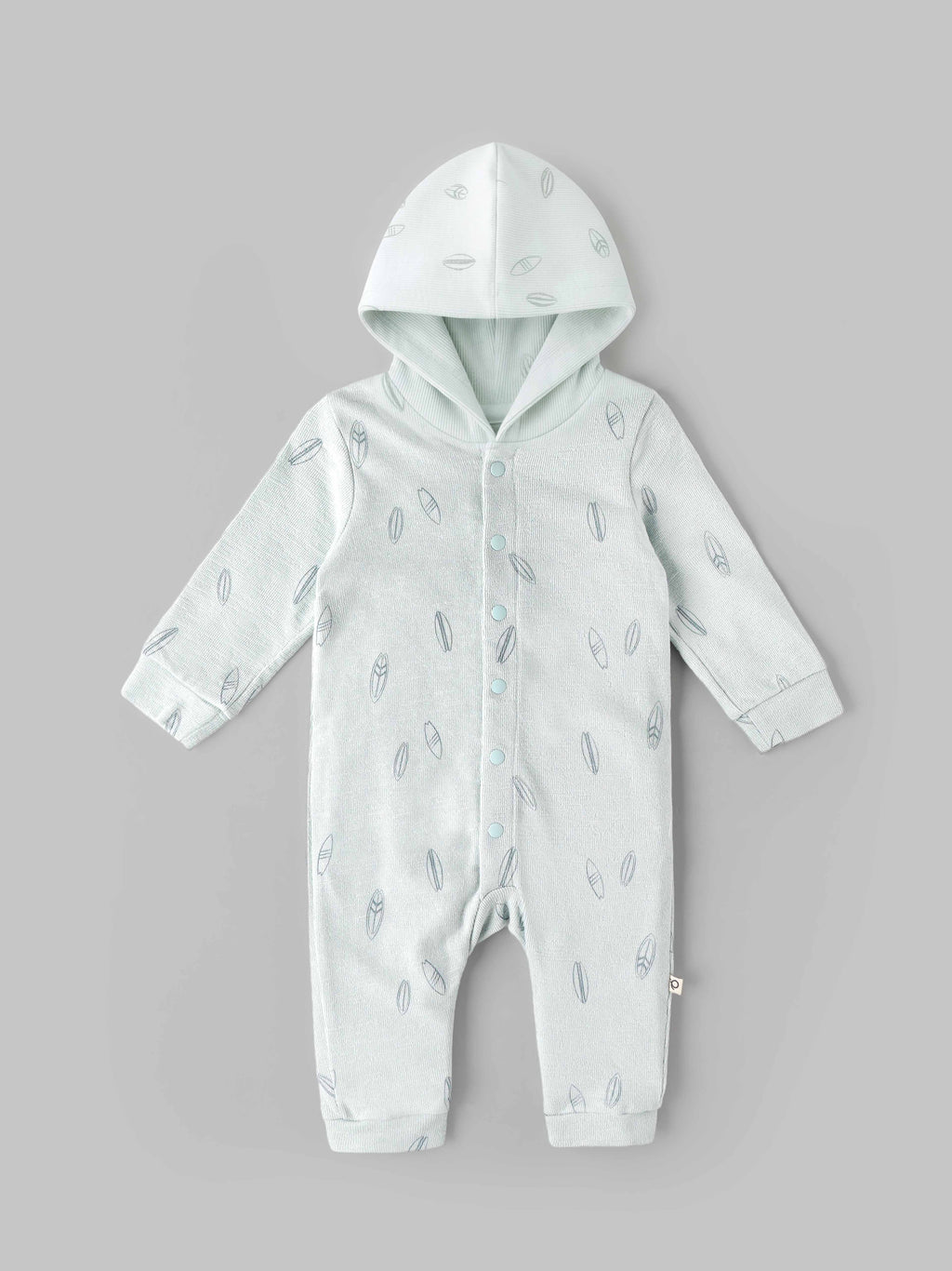 Popees Baby Boys Soft & Comfortable Printed Hooded Romper | Full Sleeve Leaf Print Romper with Front Snap Buttons | 0–9 Months
