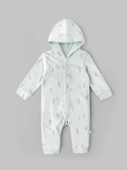 Popees Baby Boys Soft & Comfortable Printed Hooded Romper | Full Sleeve Leaf Print Romper with Front Snap Buttons | 0–9 Months