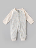 Popees Baby Boys Alphabet Print Cotton Romper | Cream Full Sleeve Front Zip Sleepsuit | NB-9 Month
